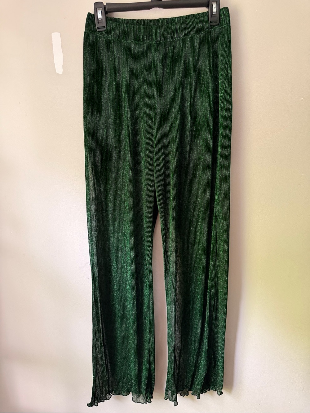 Green Shimmery Wide Leg Pants